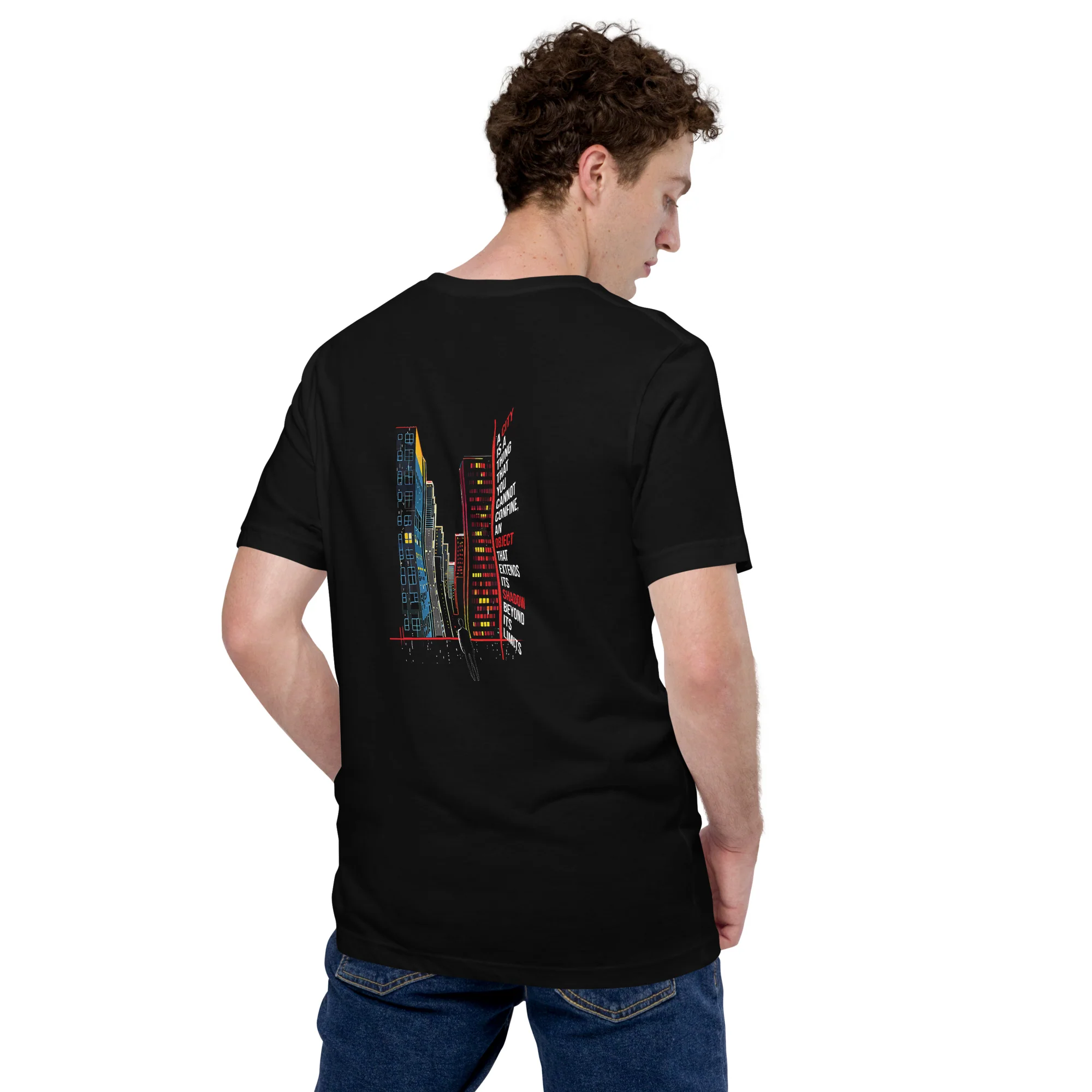 T-Shirt - City Shadow - Black Unisex - Image 5